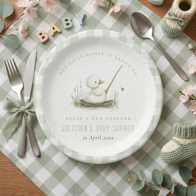 Assiettes En Carton Silly Goose New Chapter Spring Baby Shower  (Silly Goose New Chapter Spring Baby Shower Paper Plates)