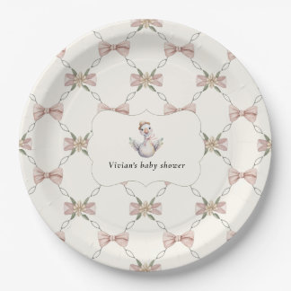 Assiettes En Carton Silly Goose Preppy Bow Baby Shower