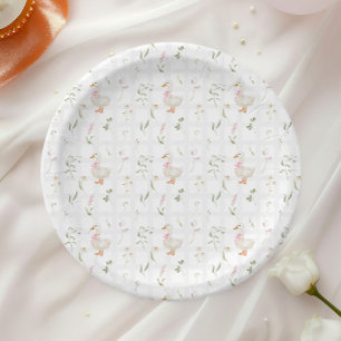 Assiettes En Carton Silly Goose Vintage Fleur sauvage Baby shower fill
