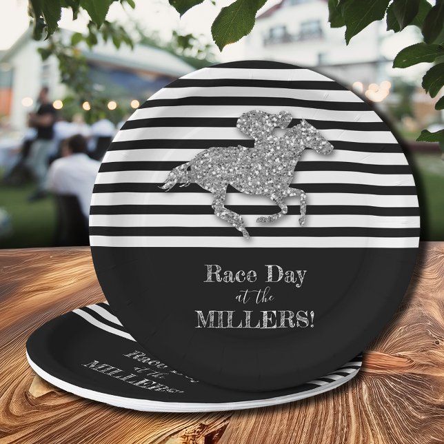 Assiettes En Carton Silver Racehorse Derby (Silver Racehorse Derby Paper Plates)