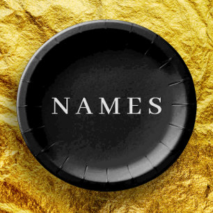 Assiettes En Carton Simple Black Custom Ajouter Votre Nom Élégant