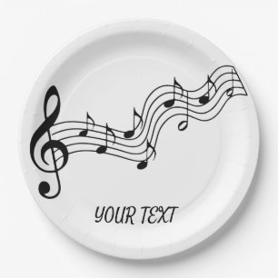 Assiettes En Carton Simple Black White Music Notes