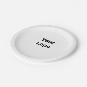 Assiettes En Carton simple blanc ajouter votre logo plaque de service