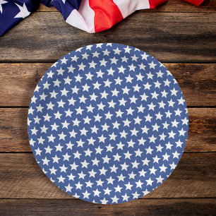 Assiettes En Carton Simple bleu blanc Motif patriotique minimaliste