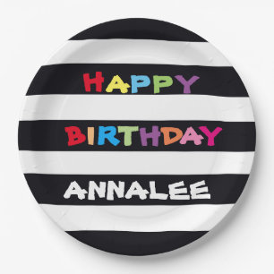 Assiettes En Carton Simple brillant coloré Customisé Joyeux anniversai