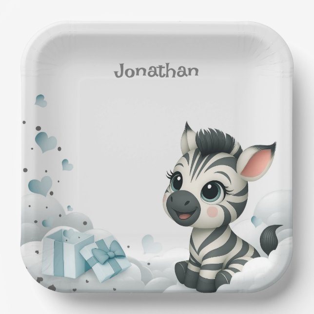 Assiettes En Carton Simple cute little cartoon zebra  (Recto)