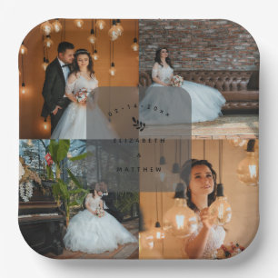 Assiettes En Carton Simple Elegant 4 Photo Collage Party de mariage