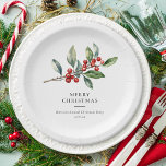 Assiettes En Carton Simple élégante aquarelle de Noël Botanique<br><div class="desc">Simple Elegant Christmas Watercolor Botanical Classic plaques en papier dispose d'une belle aquarelle illustration de la verdure saisonnière et des baies sèches,  ainsi que le type élégant.</div>