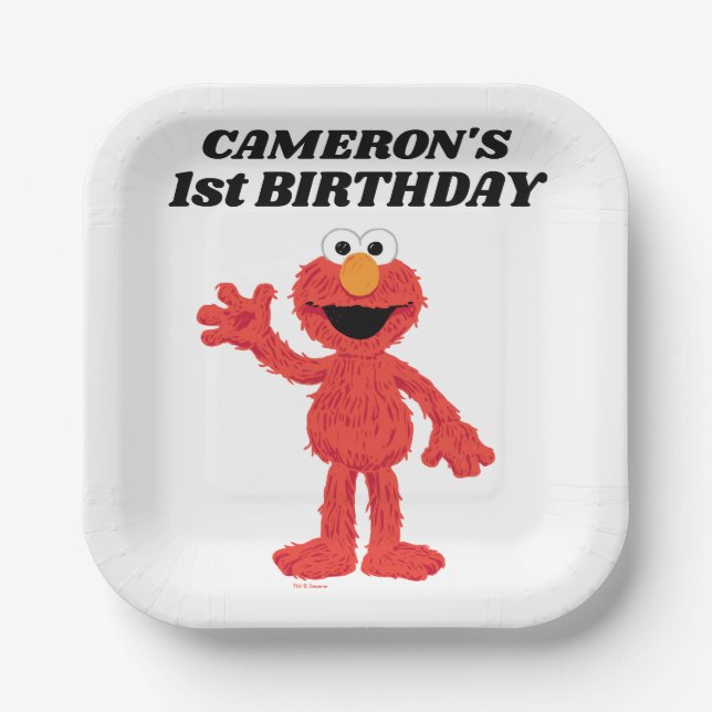 Assiettes En Carton Simple Elmo 1er anniversaire (Recto)