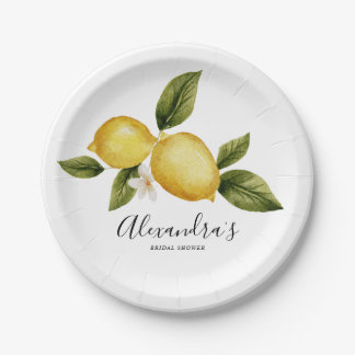 Assiettes En Carton Simple Italia Lemon Calligraphie Baby Shower Maria