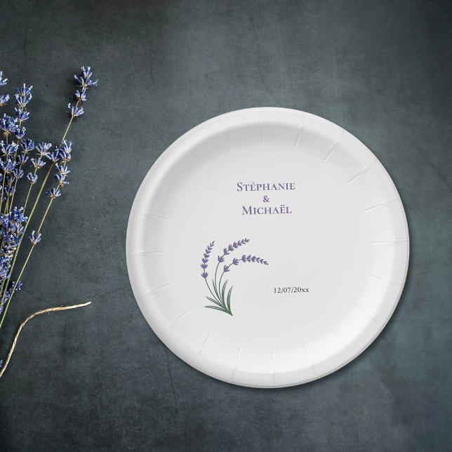 Assiettes En Carton Simple Lavender Wedding (Simple Lavender Wedding Paper Plates)
