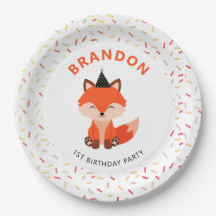 Assiettes En Carton Simple mignonne Baby Fox Confetti fête d'anniversa