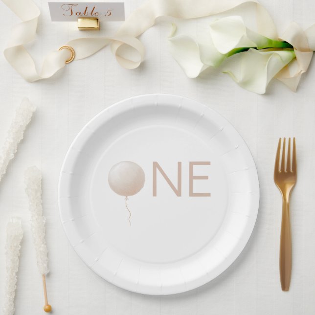 Assiettes En Carton Simple Minimal Balloon 1st Birthday Party (Mariage)