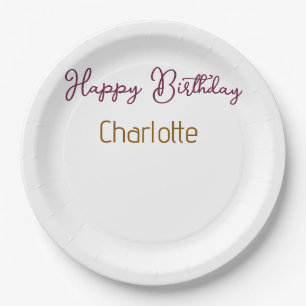 Assiettes En Carton SIMPLE MINIMAL.CUTIE AJOUTER NOM BÉBÉ joyeux anniv