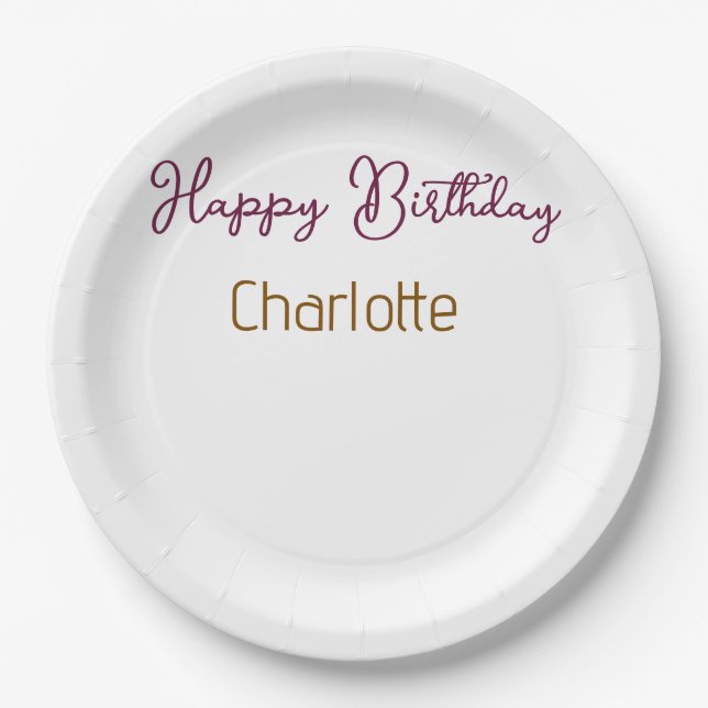 Assiettes En Carton SIMPLE MINIMAL.CUTIE AJOUTER NOM BÉBÉ joyeux anniv (Devant)