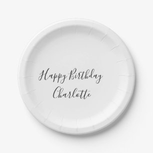 Assiettes En Carton SIMPLE MINIMAL.CUTIE AJOUTEZ NOM BÉBÉ joyeux anniv