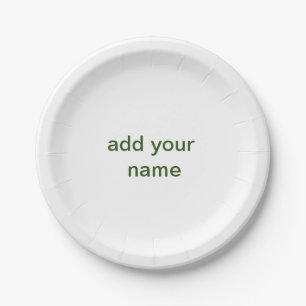 Assiettes En Carton Simple minimal vert ajoutez votre texte nom photo