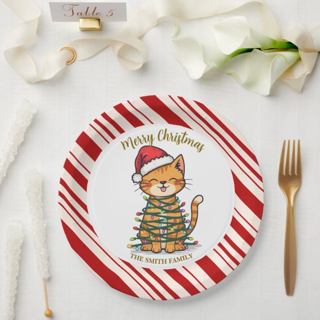 Assiettes En Carton Simple modern merry christmas kitten CatMAS patter (Mariage)