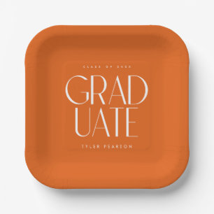 Assiettes En Carton Simple Moderne Type Orange Graduation Party