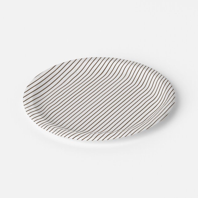 Assiettes En Carton Simple Rayure Marron Fine (Angle)