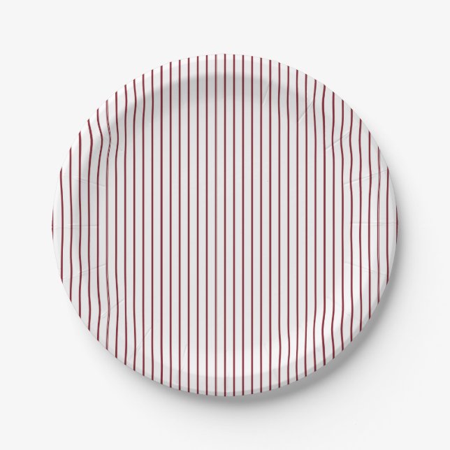 Assiettes En Carton Simple Rayure Rouge Fine (Devant)