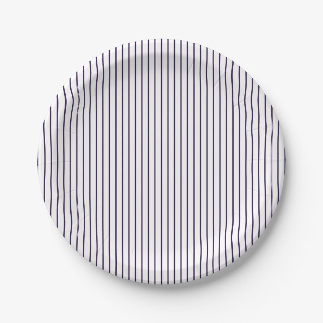 Assiettes En Carton Simple Rayure Violette Fine (Devant)