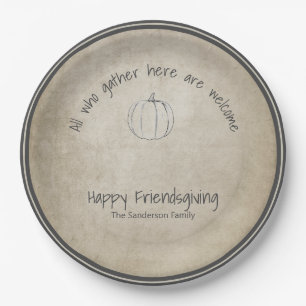 Assiettes En Carton Simple Russe citrouille Friendsgiving manuscrit