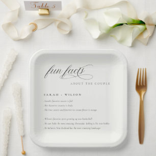 Assiettes En Carton Simple Script noir blanc Mariage faits amusants