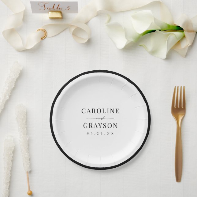 Assiettes En Carton Simple Script Typographique Élégant Mariage  (Mariage)
