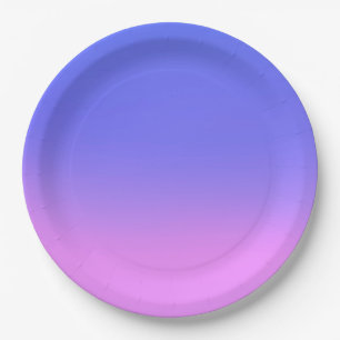 Assiettes En Carton Simple Sunset Ombre Effet bleu rose