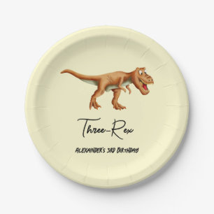 Assiettes En Carton Simple T Rex Dinosaur Troisième fête d'anniversair