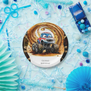 Assiettes En Carton Simple Wheels Monster Truck Anniversaire