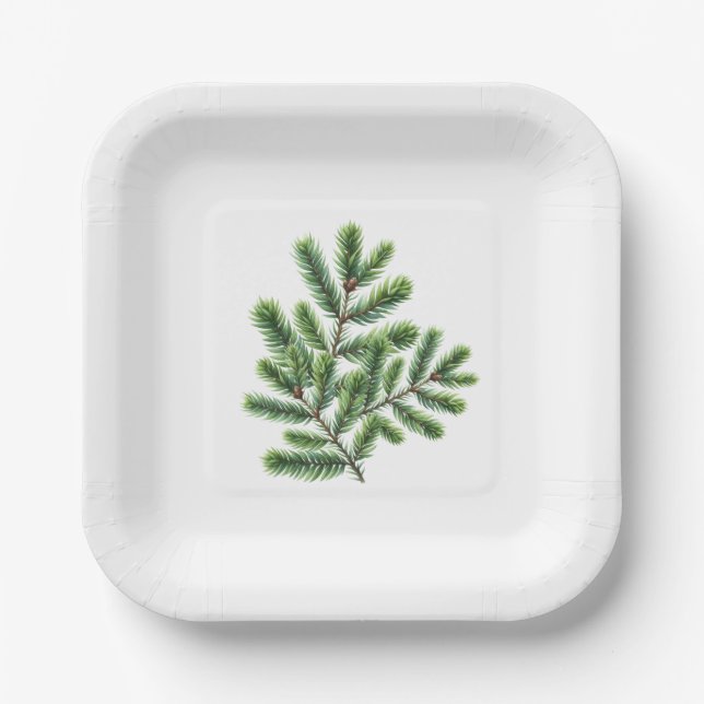 Assiettes En Carton Simplement verdure de pin  (Recto)