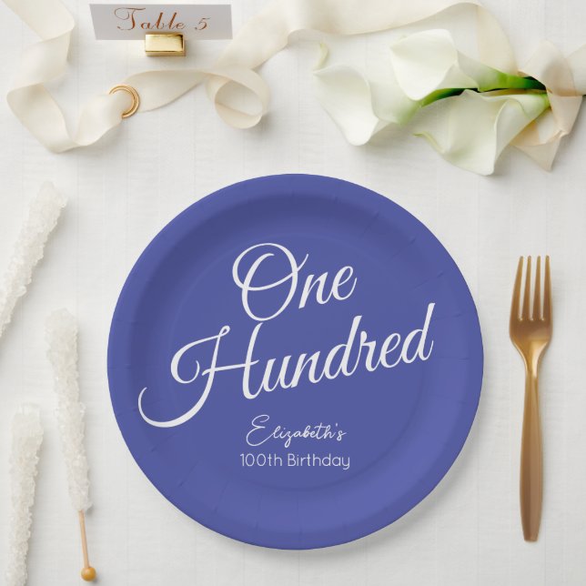 Assiettes En Carton Simply Modern Script Lavender 100e anniversaire (Mariage)