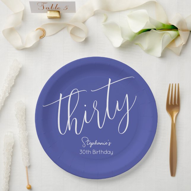 Assiettes En Carton Simply Modern Script Lavender Purple 30e anniversa (Mariage)