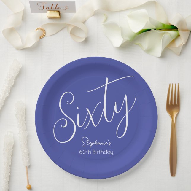 Assiettes En Carton Simply Modern Script Lavender Purple 60e anniversa (Mariage)