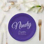 Assiettes En Carton Simply Modern Script Purple 90th Birthday Party<br><div class="desc">Simply Modern Script Purple 90th Birthday Party Special unique élégant Purple anniversaire Plaques papier spécialement conçu pour vos amis qui tournent le merveilleux jalon de 90! Ces Plaques personnalisées ajoutent une touche parfaite aux paramètres de table de votre fête d'anniversaire. Planifiez votre fête avec plus de fournitures de fête d'anniversaire...</div>