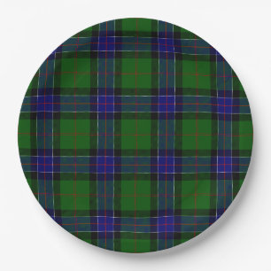 Assiettes En Carton Sinclair tartan bleu vert plaid