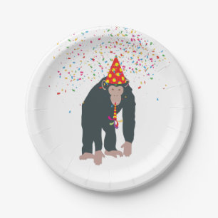 Assiettes En Carton Singe Chimpanzé Fête Animaux Fête Fête