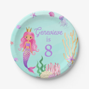 Assiettes En Carton Sirène sous la fête d'anniversaire de la mer