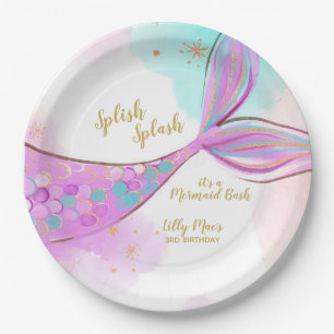Assiettes En Carton Sirène Whimsical Sous Plaque De Papier Mer