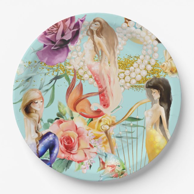Assiettes En Carton Sirènes rêveuses (Devant)