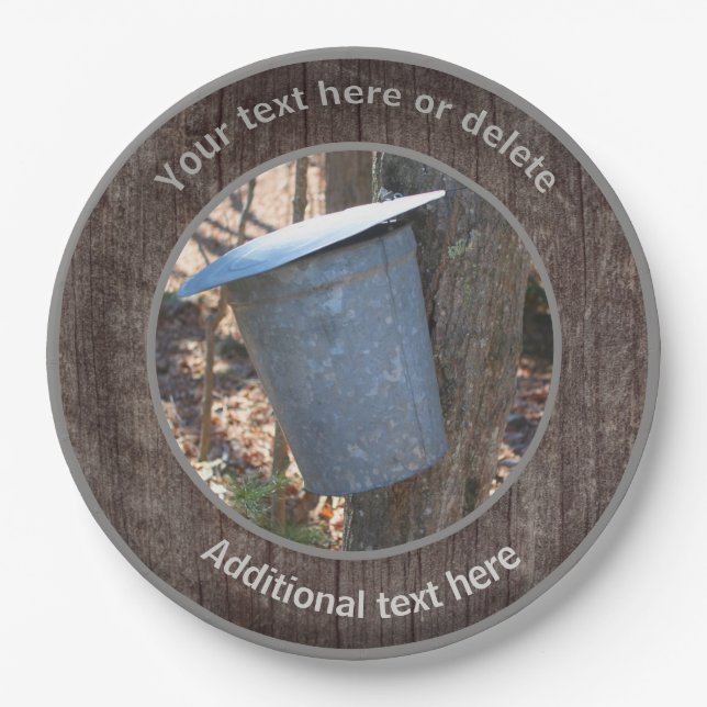 Assiettes En Carton Sirop d'érable Sap Bucket Nature Fête Personnalisé (Devant)