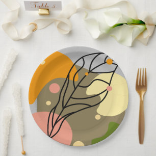 Assiettes En Carton Sites abstraits intéressants avec feuilles
