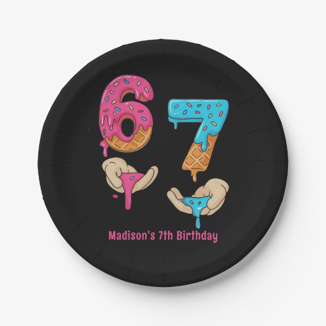 Assiettes En Carton Six Seven Girl Birthday Paper Plate (Devant)