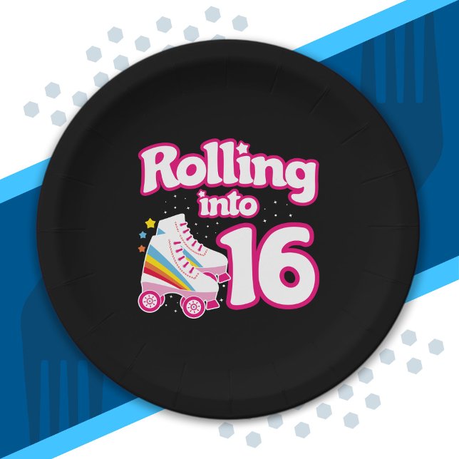 Assiettes En Carton Skate Party - 16e fête d'anniversaire - Roller Ska (Créateur téléchargé)