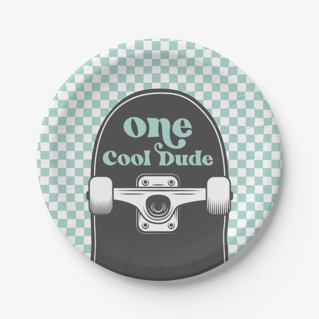 Assiettes En Carton Skateboard Un Cool Dude Plaques Papier Anniversair (Devant)