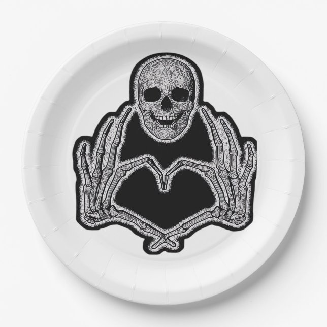 Assiettes En Carton Skeleton Heart Hands Classic (Devant)