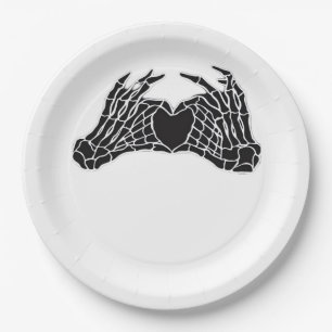 Assiettes En Carton Skeleton Heart Hands - Classique