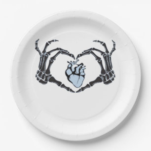 Assiettes En Carton Skeleton Heart Mains Design Classique Pour Hallowe